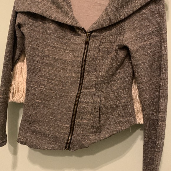 Asymmetrical Hem & Thread Jacket Size XS Zip Blazer Folded Wide Collar - Picture 2 of 7